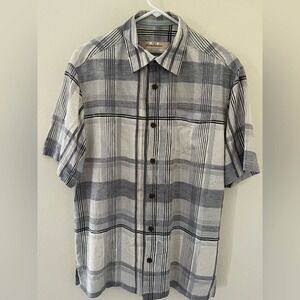 Tommy Bahama Men’s Small Gray Button Up Short Sleeve Shirt 100% Silk